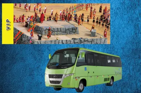 Inti Raymi 2027 ticket. Yellow section + tour bus
